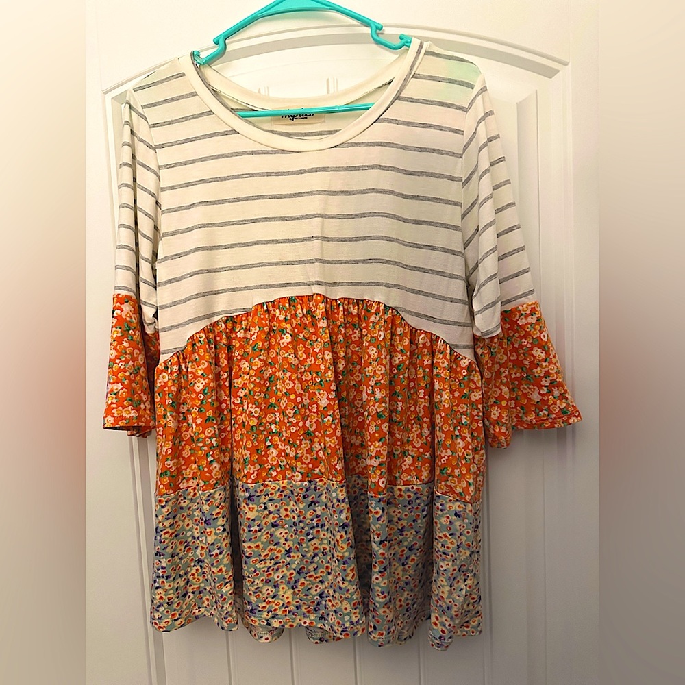 Floral Striped Top • NWOT